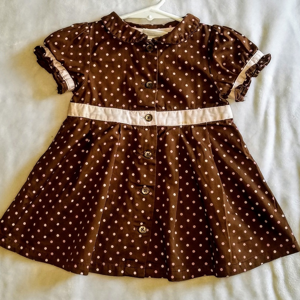 Chocolate Polka Dot Infant Dress and Onsies bundle